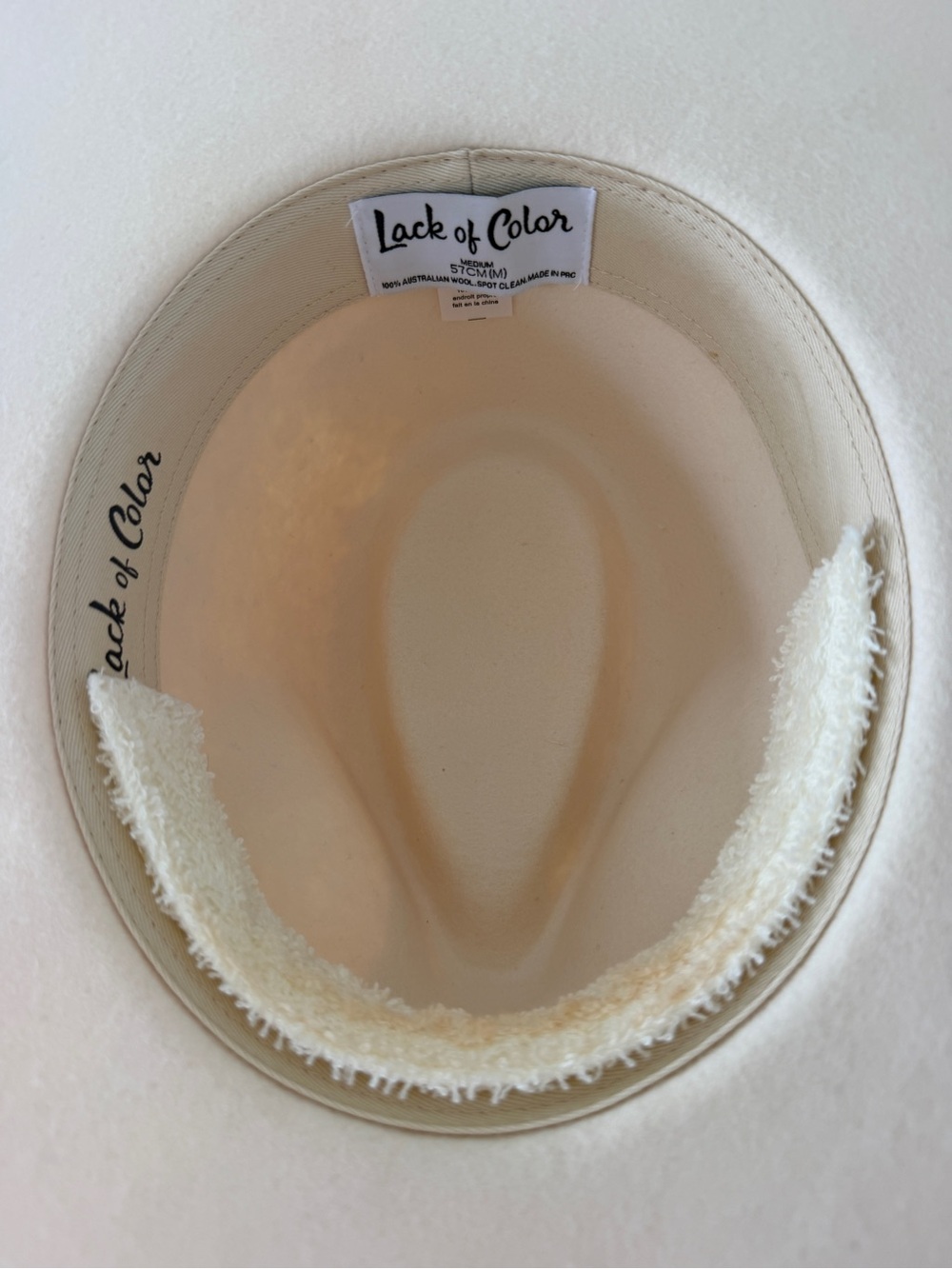 Lack Of Color Wide Brim Fedora in Light Beige with Ribbon - Picture 3 of 3